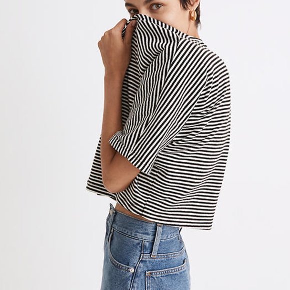 Madewell Tops - Madewell Short Sleeve Stripe Henley Tee Top NWT Size S